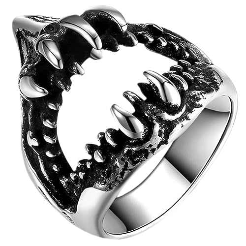 Healeved Haifischring Herrenring Titanstahl Retro Cooles Design Für Geschenke Für Besondere Anlässe von Healeved