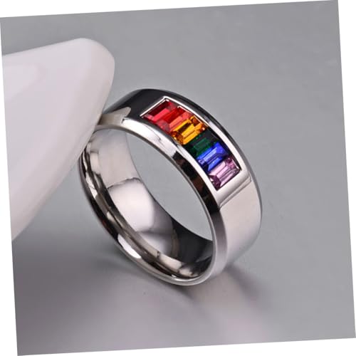 Healeved Titanstahl Regenbogenring mit Bunten Strasssteinen Stilvolles Lgbt Pride Schmuckstück Langlebiger Herren Damen Siegelring für Alltag Party und Besondere Anlässe von Healeved