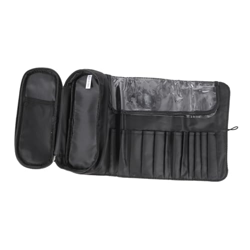 Healeved Tragbare Kosmetiktasche Makeup Tools Roll Organizer mit Fächern Multifunktionaler Schminkpinsel Beutel für Reisen und Alltag Langlebiges Material Schwarzes Design von Healeved