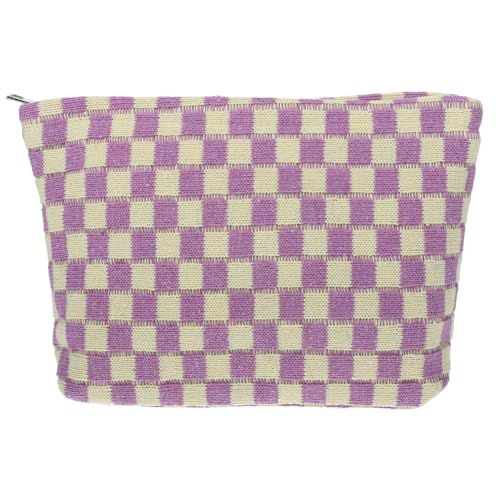 Healeved Schminktasche Damen Make-up Tasche Kleine Kosmetiktasche Organizer-Tasche Für Reise Tragbare Kosmetiktasche Mit Gittermuster von Healeved