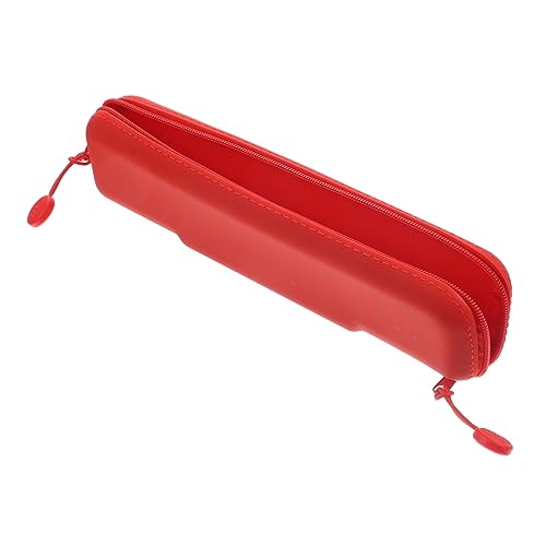 Healeved Makeup Pinsel Organizer Aus Silikon Kompakte Tragbare Kosmetiktasche Für Pinsel Mit Reißverschluss Staubgeschützt Für Reisen Rotes Design Für von Healeved