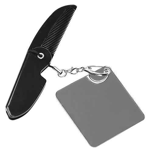Healeved Faltbarer Taschenkamm Mit Feinen Zähnen Tragbarer Reise-klappkamm Kleiner Bartkamm Mit Schlüsselanhänger Und Quadratischem Spiegel Für Männer Healeved Faltbarer Taschenkamm Mit Feinen Zähnen Tragbarer Reise-klappkamm Kleiner Bartkamm Mit Schlüsselanhänger Und Quadratischem Spiegel Für Männer von Healeved