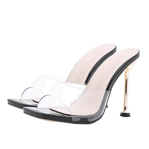 Healeved Transparent Design Outdoor Slippers Damen PVC High Heels mit Stabilem Absatz Langlebig Atmungsaktiv Stilvoll Elegant für Freizeit und Alltag Geeignet von Healeved