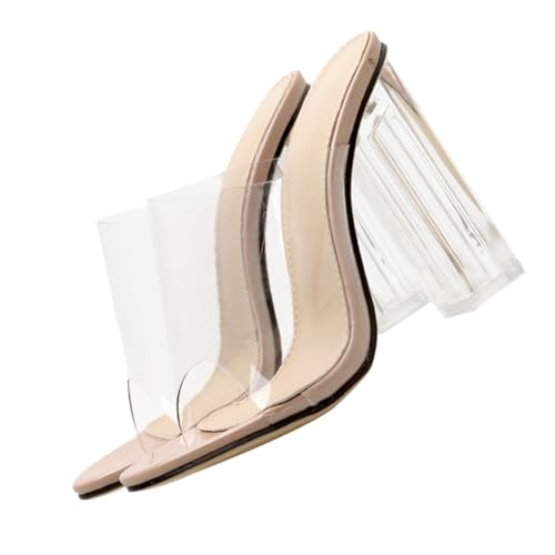 Healeved Transparente Damen High Heels Sandalen Sommer Schuhe mit Weitem Offenen Zeh Modisch Elegant Langlebig Tpr PVC Sohle für Stilbewusste Frauen von Healeved