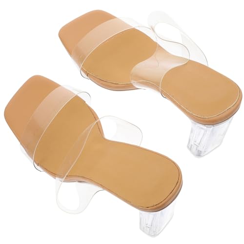 Healeved Transparente Damen High Heels Sandalen Sommer Wide Open-mouth Schuhe mit Hohem Absatz Modisch Rutschfeste Sohle Vielseitig Kombinierbar für Arbeit Party Festliche Anlässe von Healeved