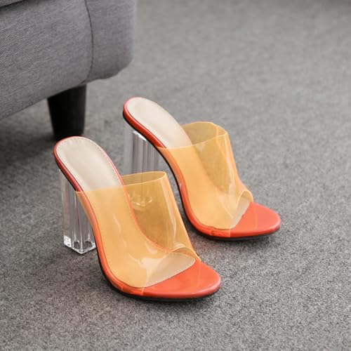 Healeved Transparente Damen High Heels Sandalen mit Weitem Offenen Zehenbereich Leichter Sommer Schuh Modische Elegante Absatzschuhe für Party Hochzeit Alltag und Besondere Anlässe von Healeved