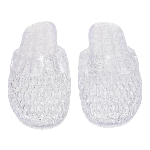 Healeved Transparente Damen Slippers mit Glitzereffekt Rutschfeste Geschlossene Zehen Flache Sandaletten für Sommer Vielseitige Modische Hausschuhe für Innen und Außen von Healeved