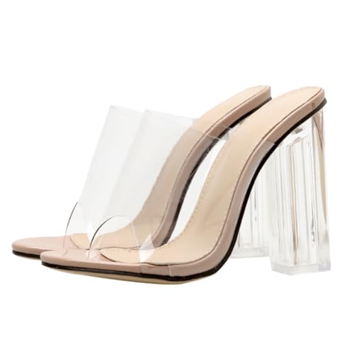 Healeved Transparente High Heels Damen Sommer Sandalen Modisch Langlebig aus Tpr PVC Elegante Transparente Absatzschuhe für Party Arbeit Festliche Anlässe Feminine Figur Betont von Healeved