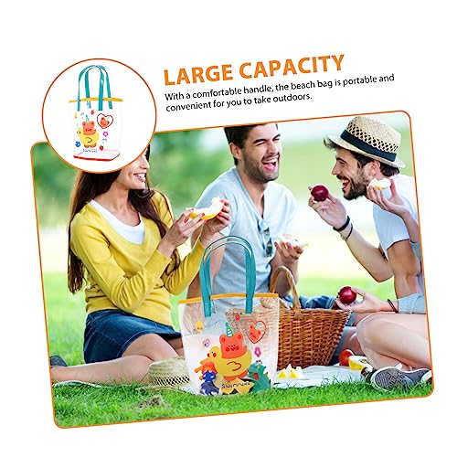 Healeved Transparente PVC Strandtasche mit Niedlichem Bärendesign Leichte Vielseitige Handtasche für Damen und Mädchen als Einkaufstasche Reise und Badetasche Robust und Wasserfest für von Healeved