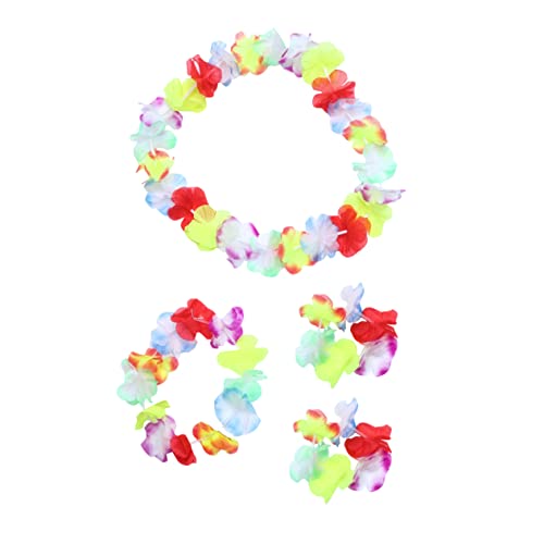 Healeved Hawaiianisches Kostümset Für Junge Mädchen Set Mit Farbenfrohem Rock Blumenkranz Armbändern Und Halskette Für Luau Strandpartys von Healeved