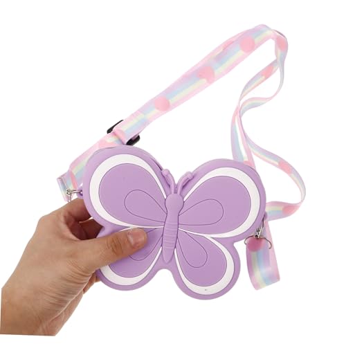 Healeved Umhängetasche Schmetterling Silikon Kleine Crossbody Geldbörse für Mädchen Kleinkinder Cartoon Schultertasche Leicht Organisierter Münzbeutel Alltag Reise Zubehör von Healeved