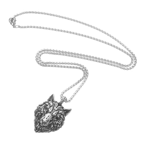 Healeved Unisex Halskette mit Wolfskopf Anhänger Vintage Stil Rostfrei Langlebig Leichte Schmuckkette für Outdoor Alltag und Festliche Anlässe von Healeved