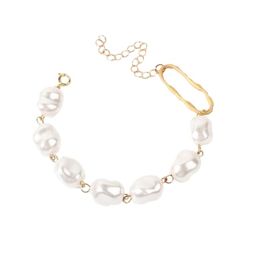 Healeved Unregelmäßiges Perlenarmband Eleganter Modischer Armreif Metall für Damen Handgefertigter Schmuck für Partys Vielseitiges Design Pastellfarben von Healeved