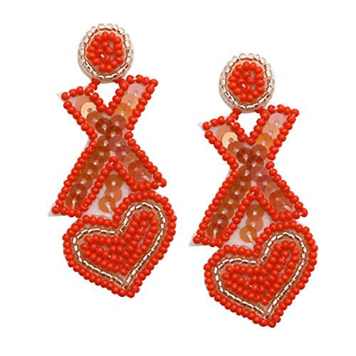 Healeved Valentinstag Herz Ohrhänger mit Perlen Leichte Tropfen Ohrringe für Damen und Mädchen Modischer Ohrschmuck Tragbar Geeignet für Alltag und Besondere Anlässe von Healeved