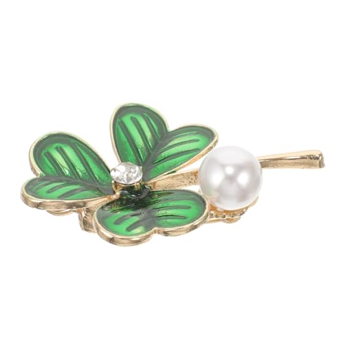 Healeved Versatile Grüne Legierungsbrosche Kleidungsschmuck Anstecknadel mit Einzigartigem Kleeblatt Design Leicht und für Jacken Schals und Accessoires bei Damen und Herren von Healeved