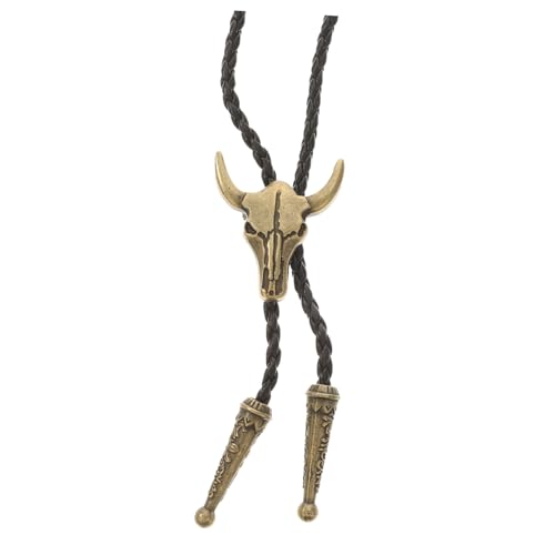 Healeved Verstellbare Vintage Bolo Tie Halskette mit Bullkopf Anhänger Stilvolle Herren Kette als Retro-halsdekoration für Party Prom und Alltag von Healeved
