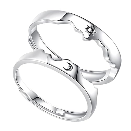 Healeved Verstellbare und Mondring Paarring Unisex Offener Statement Ring für Elegantes Schmuckgeschenk One Passend von Healeved