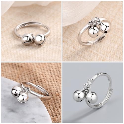 Healeved Verstellbarer Damen Ring mit Doppel Glocken aus Kreativer Offener Fingerschmuck Modisches Accessoire für Alltag Party und Geschenk von Healeved