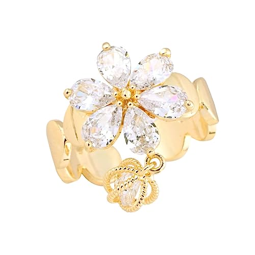 Healeved Verstellbarer Damenring Kupfer mit Design Quasten Eleganter Fingerring für Besonderen Modisches für Frauen Einzigartiger Persönlichkeit Ring von Healeved