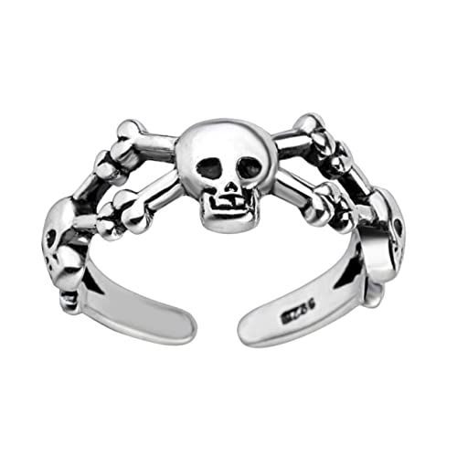Healeved Verstellbarer Gothic Skull Ring Retro Finger Schmuck für Damen und Herren Offener Ring mit Einzigartigem Design Langlebig und Leicht für Täglichen Gebrauch für Gothic und von Healeved