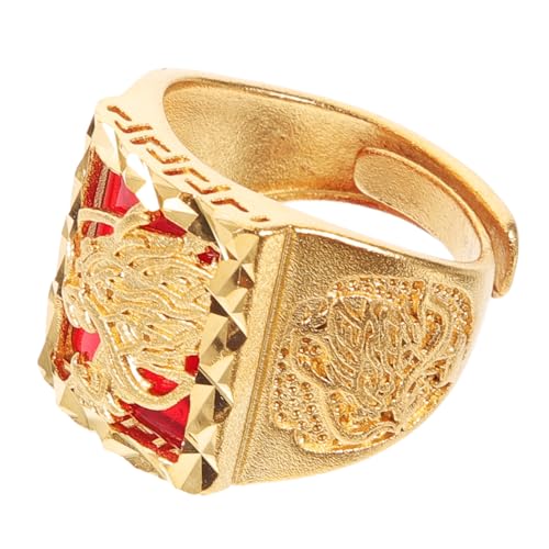 Healeved Verstellbarer Kupfer im Chinesischen Drachendesign Einstellbarer Herrenring Geschenkidee für Vintage Schmuck für Partys und Alltag Stilvoller Unisex zubehör von Healeved
