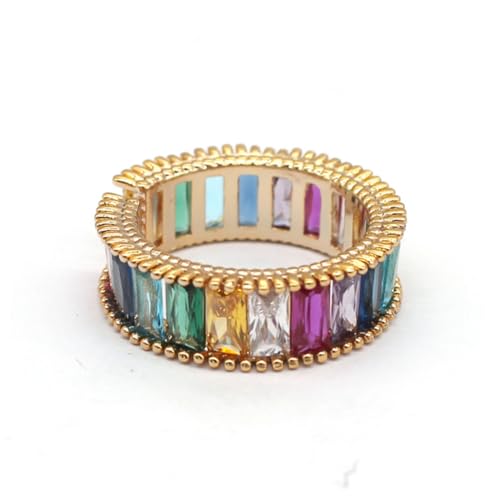 Healeved Verstellbarer Vintage Offener Ring Damen Farbverlauf Regenbogen Schmuck Geschenk für Mädchen Modisch Komfortabel Vielseitig Einstellbar von Healeved