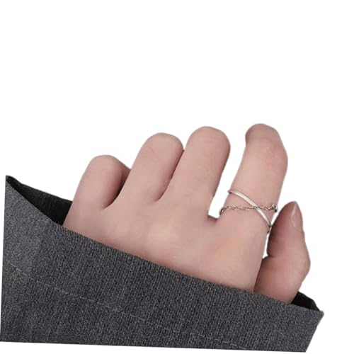 Healeved Verstellbarer Vintage Ring Sterling Silber Minimalistischer Kettenring Eleganter Unisex fingerschmuck für Damen und Herren Modisches Geschenk zu Geburtstag Valentinstag von Healeved