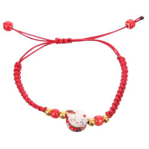 Healeved Verstellbares Katzenarmband Geflochtenem Seil Handgefertigter Schmuck für Frauen Glücksbringer mit Robustem Anhänger als Wohlstand und Glück von Healeved
