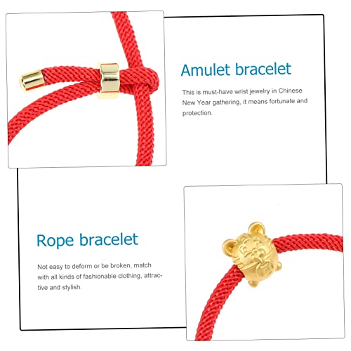Healeved Verstellbares Rotes Armband mit Geflochtenem Knoten und Tiger Anhänger Glücksbringer Schmuck für Männer und Frauen Verstellbares Wrist Rope Schutz und Wohlstand Geeignet für von Healeved
