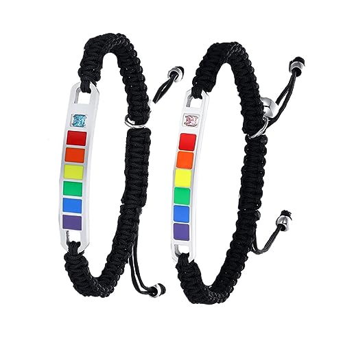 Healeved Verstellbares Titanstahl Armband mit Zirkonia Buntes Nylonseil Verstellbar Leichtes Armband für Damen und Herren Modisch Langlebig Vielseitig Kombinierbar von Healeved