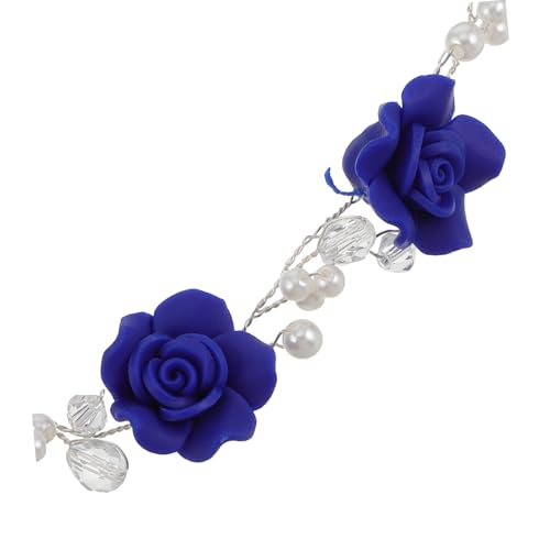Healeved Verstellbares Vintage Haarband mit Perlen und Farbigen Tonblumen Handgefertigtes Brautschmuck für Hochzeit Romantisches Stirnband Passend zu Brautkleid und Haarschmuck von Healeved