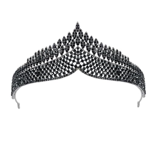 Healeved Vintage Brautkrone Schwarz Hochzeit Haarschmuck Dekorative Tiara für Damen Festliche Anlässe Wie Fotos Party Ball Zeremonie und Geburtstagsfeier von Healeved