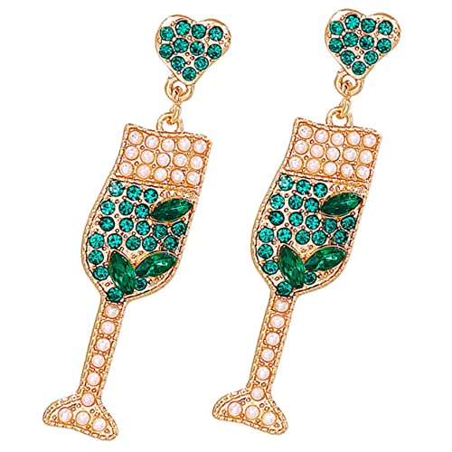 Healeved Vintage Geometrische Weinflasche Ohrstecker Damen mit Perlen und Funkelnden Strasssteinen Leicht und Komfortabel für Hochzeiten Partys Weihnachten und Festliche Anlässe von Healeved