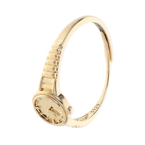 Healeved Vintage Goldfarbener Verstellbarer Uhr-ring Damen Einzigartige Mini-uhr Schmuck Offener Fingerschmuck Komfortabel Anpassbar für Casual und Formelle Anlässe von Healeved