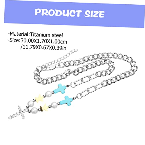 Healeved Vintage Kreuzkette mit Grünem und Zirkonia Choker Clavicle Halskette für Frauen Eleganter Schmuck für Partys Büro und Alltag von Healeved