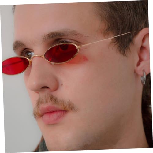 Healeved Vintage Ovale Sonnenbrille Damen Herren mit Schlankem Metallrahmen Klarem PC Linsenschutz Leichter UV Schutz Weiche Nasenpads Kleine Rahmen Retro Shades von Healeved