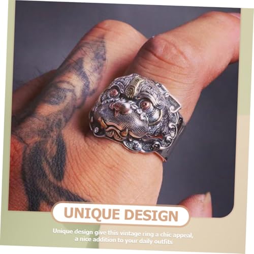 Healeved Vintage Pi Yao Kupferring für Damen und Herren Langlebiger Schmuck mit Glücksbringer Retro Design für Wohlstand Gesundheit und Stil Einfach Anzuziehen Punk inspirierter von Healeved