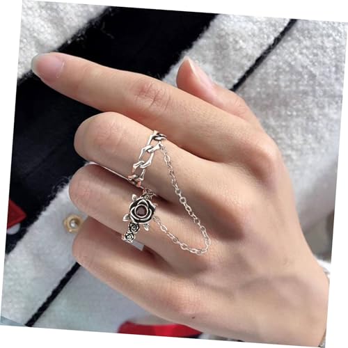 Healeved Vintage Rosenring mit Kette Verstellbarer Offener Damenring Leichter Fingerschmuck mit Floraler Dekoration Modisches Accessoire für Alltag Party und Besondere Anlässe Healeved Vintage Rosenring mit Kette Verstellbarer Offener Damenring Leichter Fingerschmuck mit Floraler Dekoration Modisches Accessoire für Alltag Party und Besondere Anlässe von Healeved
