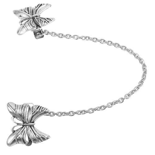 Healeved Vintage Schmetterling Cardigan Clip mit Kette Eleganter Kragen Schalverschluss aus Langlebiger Zinklegierung für Damenpullover Strickjacken und Kleider Vielseitiges Modeaccessoire von Healeved