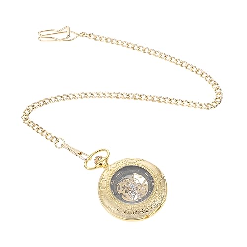 Healeved Vintage Taschenuhr mit Römischen Ziffern Steampunk Design Handgefertigte Uhr für Herren Leichte Taschenuhr mit Kette als Vatertagsgeschenk von Healeved