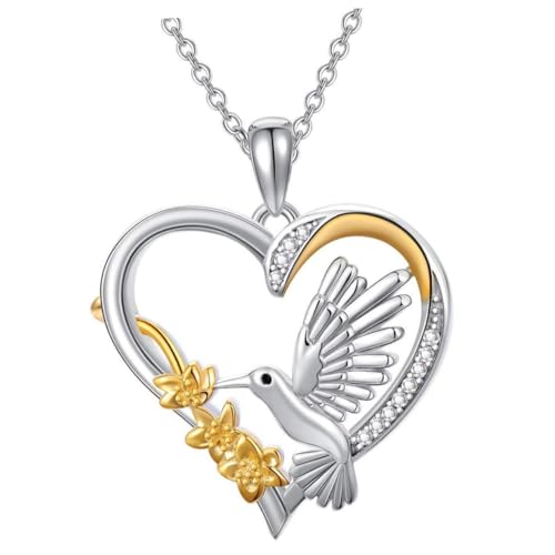 Healeved Vogel Anhänger Halskette Damen Leichtes Design Herz Schmuck Geschenk für Geburtstag Valentinstag Alltag Passende Kette von Healeved