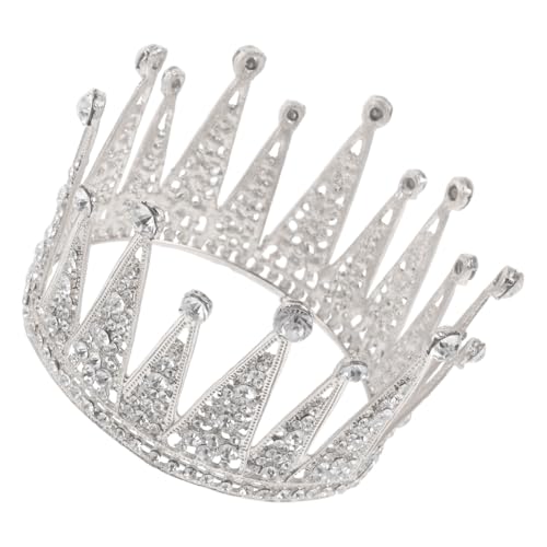 Healeved Volle Runde Strass-brautkrone, Kristall-prinzessinnen-tiara, Kopfschmuck für Frauen, Braut, Haarschmuck für Hochzeit, Geburtstag Und Party – Silber von Healeved