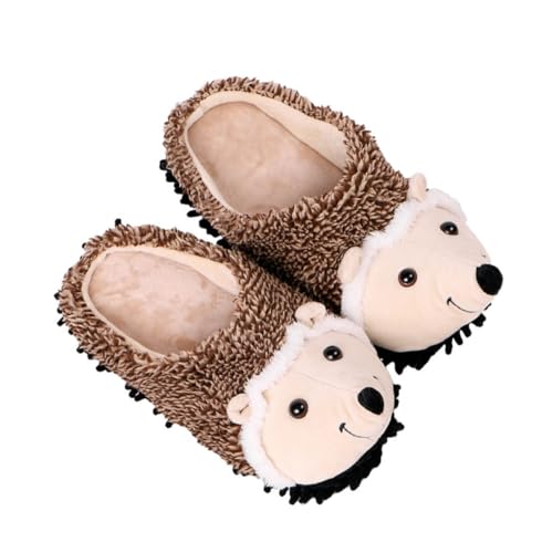Healeved Warme Damen Hausschuhe mit Rutschfester Sohle Kuschelige Plüsch Hausschuhe im Niedlichen Igel Design Weiche Indoor Pantoffeln für Winter und Gemütliche Zuhause von Healeved