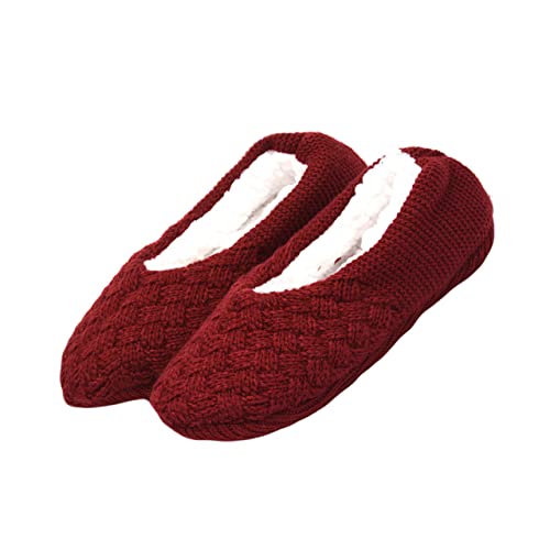 Healeved Warme Haussocken für Damen und Herren Dicke Rutschfeste Slipper Socken mit Noppen Atmungsaktiv Dehnbar und Hautfreundlich für Kalte Wintertage Zuhause Weinrot von Healeved
