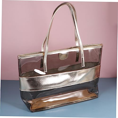 Healeved Wasserdichte Transparente PVC Schultertasche mit Kleinem Geldbeutel Kreative Leichte Beach Bag für Damen Outdoor Handtasche Hellem Gold für Sommer und Alltag von Healeved
