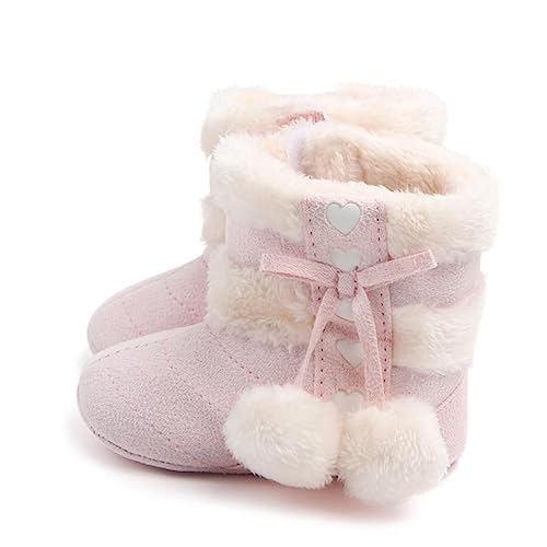 Healeved Weiche Atmungsaktive Winter Lauflernschuhe mit Baumwollfutter Warme Babyschuhe für Jungen und Mädchen Rutschfest Leichte Krabbelschuhe für Kalte Weihnachtszeit Hellrosa von Healeved