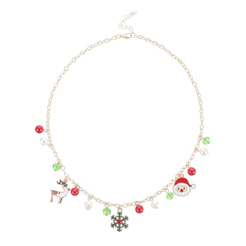 Healeved Weihnachtliche Schneeflocken Halskette Damenlegierung Weihnachtsanhänger Festliches Design für Mädchen und Frauen Schmuck für Party Alltag von Healeved