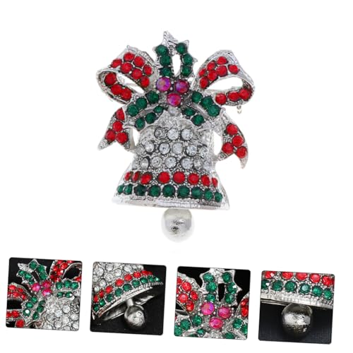 Healeved Weihnachtliche Vintage Brosche Glockenform Silberfarbene Anstecknadel Festliches Design für Kleidung Anzug Schal Damen und Herren Accessoire von Healeved
