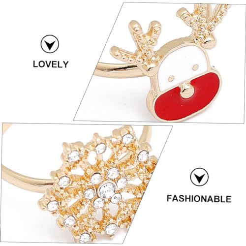 Healeved Weihnachtlicher Damen Ring Teilig Offene Verstellbare Finger Ringe Legierung Weihnachtsdeko Schmuck Accessoire von Healeved