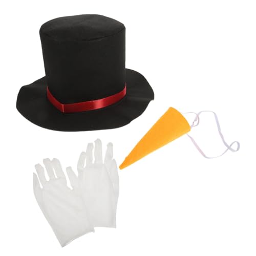 Healeved Weihnachtlicher Schneemann-hut mit Karotten-nase und Handschuhen DIY Schneemann-deko Zubehör für Festliche Weihnachtsdeko und Kreativspaß von Healeved